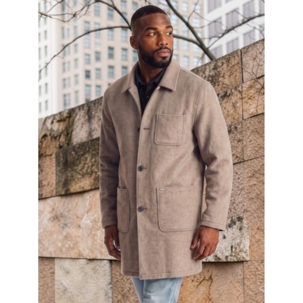 Hart Schaffner Marx Chore Coat Mens XL Taupe Wool Blend Jacket HSM Workwear